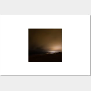 Beach of Carnon with an Illuminated Cloud Cover at Night Posters and Art